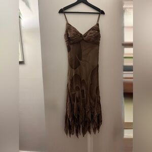 Silk Brown Sleeveless Dress fairy